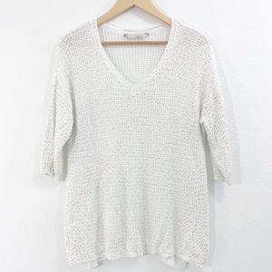 Soft Surroundings V Neck Short Sleeve Sweater Size Medium